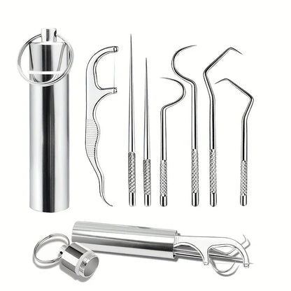 Auralis Stainless Steel Portable Teeth Cleaning Set with instruments for dental care.