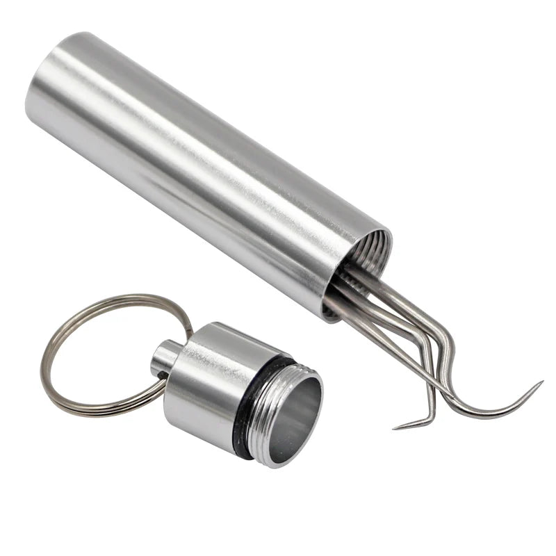 Auralis Stainless Steel Portable Teeth Cleaning Set includes a compact case and stainless steel tools for dental hygiene.